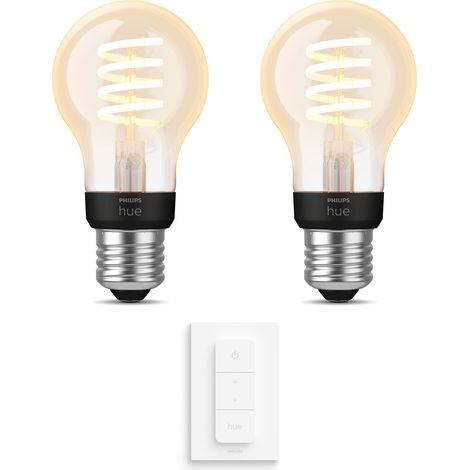 Philips Hue Erweiterungspaket E27 mit 2 Filament Standard Lampen (A60) Warm bis Kaltweißes Licht - Inkl. 1 Dimmschalter - White Ambiance (1/5)