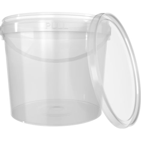 1x Eimer mit Deckel 5l Transparent Rund Kunststoff Eimer Lebensmittelecht, luftdicht und stabil