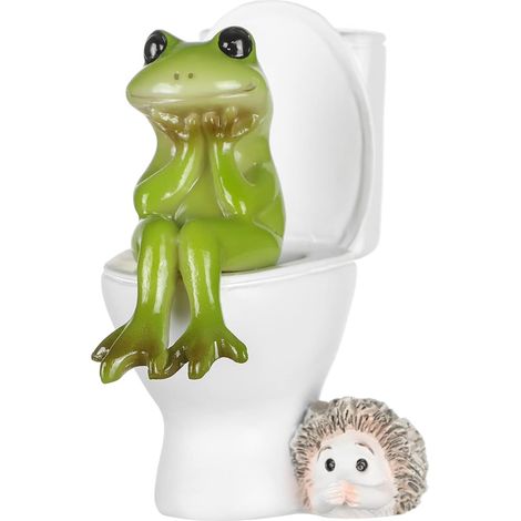 Statue Grenouille - Résine Imperméable UV - Décoration Intérieure Extérieure - Figurine Jardin Salle De Bain Bureau - 5 x 4,5 x 7,5 cm - 1 Pièce (1/5)