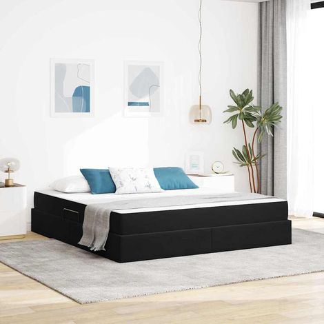 Cama con almacenamiento y colchón Negro 180 x 200 cm Terciopelo