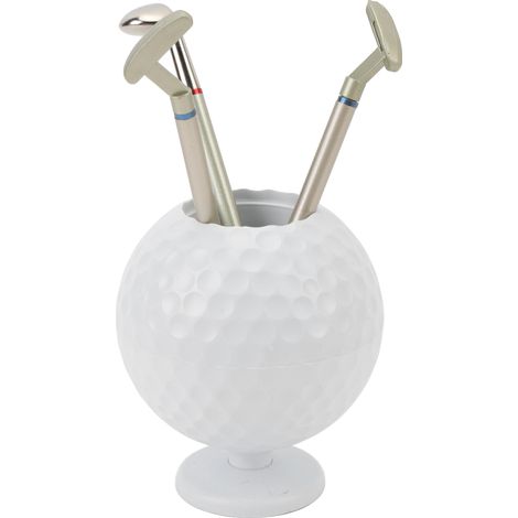 Porte-stylo décoratif en forme de balle de golf, blanc, pour bureau, maison ou salle d'étude. (1/5)