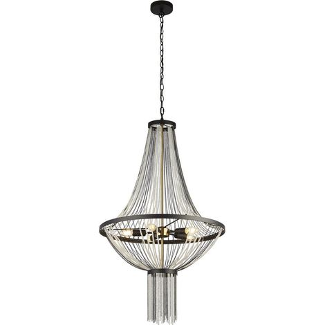 Lampadario Contemporaneo Baguette Acciaio Nero Policarbonato Ottone 5 Luci E14 (1/3)