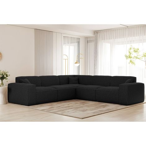 Ecksofa Designersofa CELES PREMIUM in Stoff Sven Schwarz Seite Universal