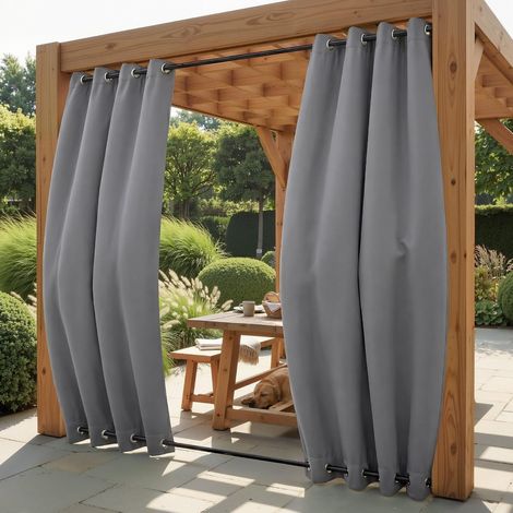Rideaux Extérieur Occultant Lumineux Bloquer Imperméable pour Décoration de Pergola à Oeillets en Haut (1/5)
