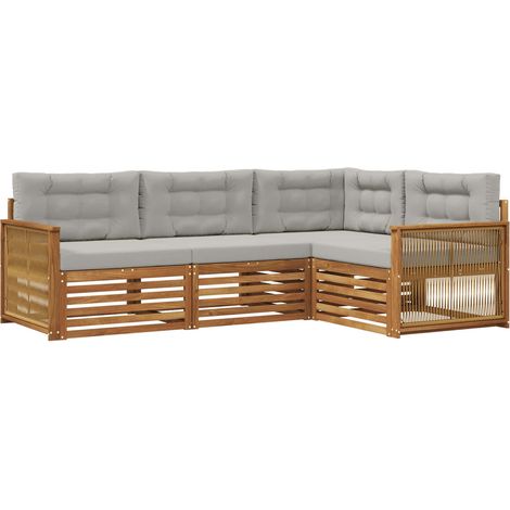 Outdoor Sofa Set with Cushion 4 pcs Natural and Light Grey vidaXL (1/5)
