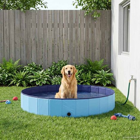 vidaXL Piscine pour Chien Bleu Ø300 x 38 cm PVC épais