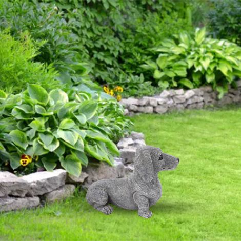 Estatua de perro salchicha hecha de resina – Escultura de Basset Hound, adorno de jardín – Regalo para amantes de los perros (1/5)