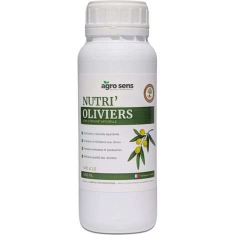 Nutri Oliviers - Engrais liquide pour oliviers - 500 ml (250 litres de préparation)