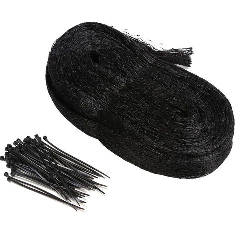 Filet Anti-Oiseaux avec 50 Attaches Câbles Nylon - Protection Jardin pour Légumes et Fruits contre Pigeons et Insectes - Noir (1/5)