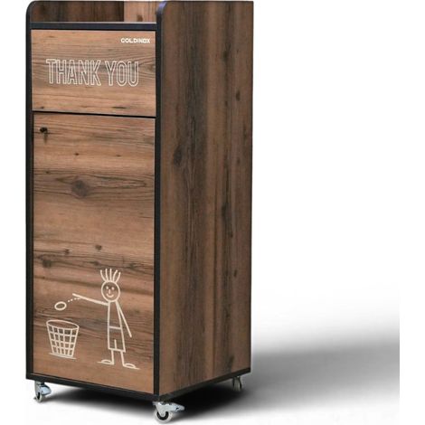 Poubelle snack "THANK YOU" en bois Baroque 100 Litres PREMIUM - GOLDINOX (1/4)