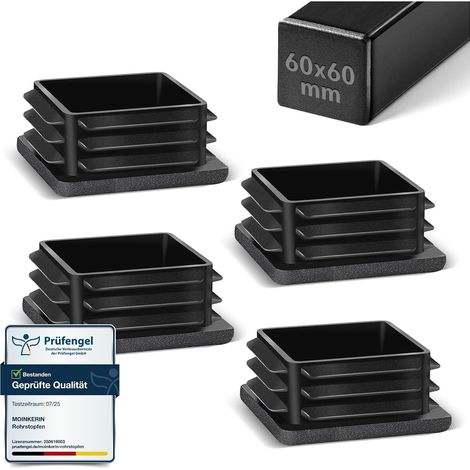 Lamellar Plugs 60 x 60 mm Square Tube Plugs for Metal Pipes, Chairs, Sofas, Tables and Shelves 4 Pieces Square Tube Plugs (1/5)