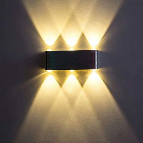 Boîtier en argent 6W LED applique murale moderne en aluminium carré supérieur et inférieur applique intérieure chambre étude lit couloir salon hôtel couloir bar blanc chaud [A-level energy ++] (1/4)