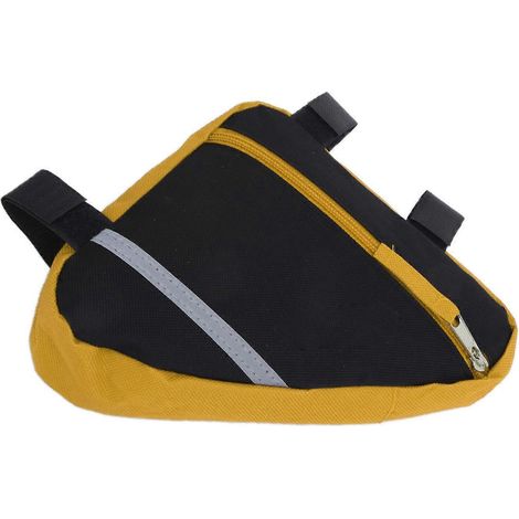 Sacoche triangulaire pour vélo, sacoche multifonctionnelle et résistante en nylon, accessoire de vélo pour le cyclisme en extérieur, jaune