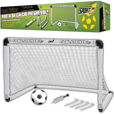 Porta Calcio Goal Striker Pieghevole 90x59x61 h Rete Palla 4 Piccchetti Calcetto (1/2)