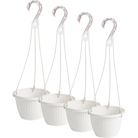 Paniers suspendus en PP avec trous de drainage et crochet, lot 4 Pots fleurs d'intérieur d'extérieur (1/5)