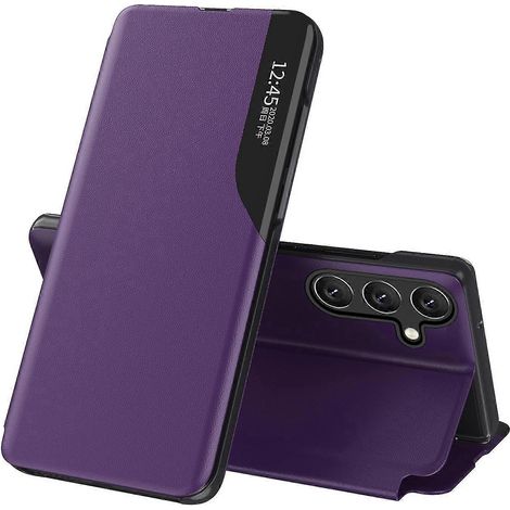 Für Samsung Galaxy A54 5g Magnetische Auto-Close Handyhülle mit Sichtfenster, kratzfester Klapphülle aus Leder mit Ständer (Lila) (1/5)