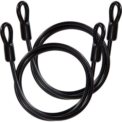 Câble en acier avec œillets 1m, 6mm, noir, 2 pièces