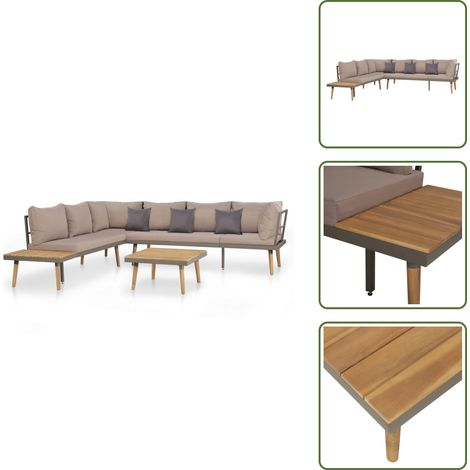 The Living Store 4-tlg. Garten-Lounge-Set mit Auflagen Massivholz Akazie Braun - Gartensortiment - Gartenmöbeln - Lounge Möbel - Esszimmergarnitur - Outdoor-Möbel (1/5)