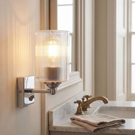 Wandleuchte Metall E27 23 cm hoch Chrom Modern Wandlampe