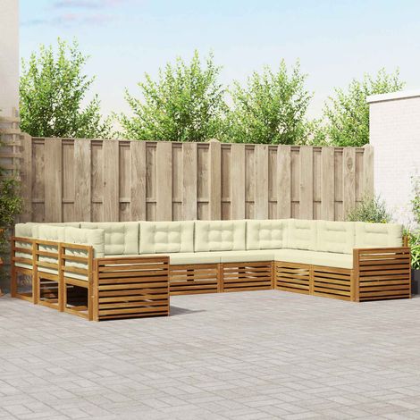 Outdoor-Sofagarnitur 9 pcs Natur und Creme Massivholz Akazie