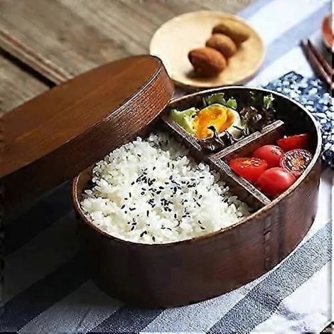 Sac à lunch en bois, 700 ml, 3 compartiments, avec poignée, pour organiser les repas au travail, à l'école, en pique-nique ou en voyage.-AquaForge (1/5)