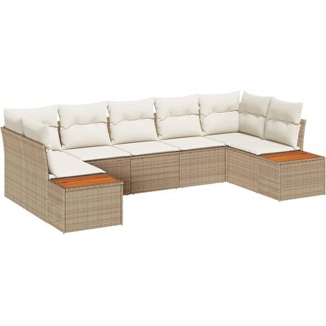 Maison Exclusive - Gartensofa-set mit Kissen 7 pcs Beige und Crem