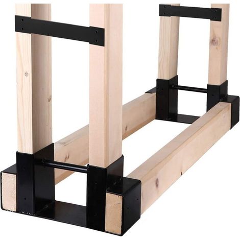Support de base pour bûches, lot de 2 pièces en métal robuste, pour rangement de bois de chauffage intérieur et extérieur (1/5)