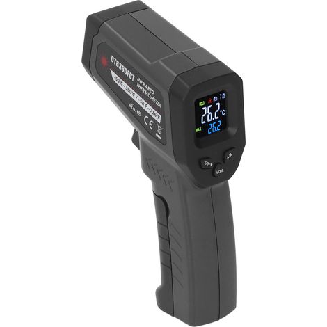 Thermomètre infrarouge pour la cuisson des aliments, pistolet thermique à émissivité réglable 12:1, écran LCD rétroéclairé vert (1/5)