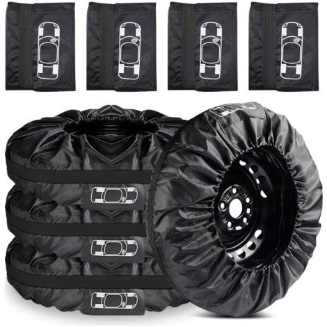 BUNTHAUS Lot de 4 sacs à pneus 19-23 pouces : sacs étanches à l'eau et à la poussière avec poignée de transport, housse de pneu pour le rangement, le transport, la protection solaire, le nettoyage (1/5)