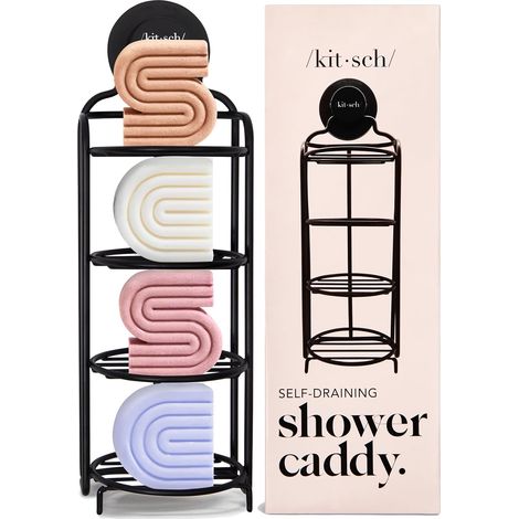 Porte-Shampoing Suspendu - Porte-Savon à Égouttage Auto - Pour Savons Solides Shampooing et Après-Shampoing - Montage Murale ou Autonome - 1 Pièce (1/5)