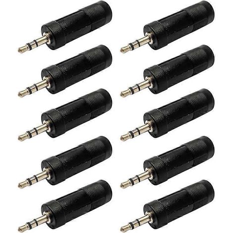 Adaptateur de fréquence audio 3,5 mm vers 6,5 mm (adaptateur microphone femelle 6,5 mm vers mâle 3,5 mm) - Lot de 10-M-Black (1/2)