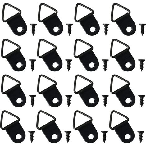 100 ganci per quadri, ganci per cornici senza foratura, anelli a D in metallo, montaggio su cornice per cornice, fissaggio a specchio, decorazione da parete (nero)