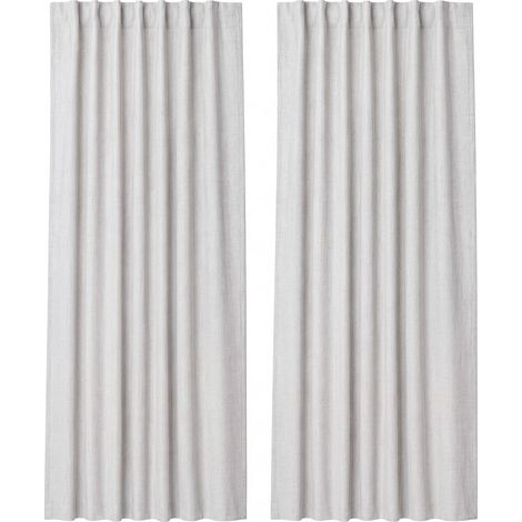 Marlow 100% Blackout Curtains Thermal Linen Look Ready Made 46x54 in Natural White (1/5)