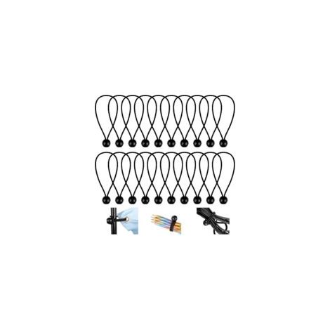 Confezione da 20 corde elastiche, corde elastiche flessibili da 150 mm, corde elastiche con sfere, corde elastiche resistenti, per striscioni, teloni, campeggio, tende (nere)