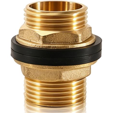 Raccord de chasse d'eau en laiton de 2,54 cm, raccord de réservoir en laiton AG de 2,5 cm, filetage extérieur BSP de 2,5 cm, raccord de réservoir DN25, passage de réservoir avec 2 joints pour (1/5)