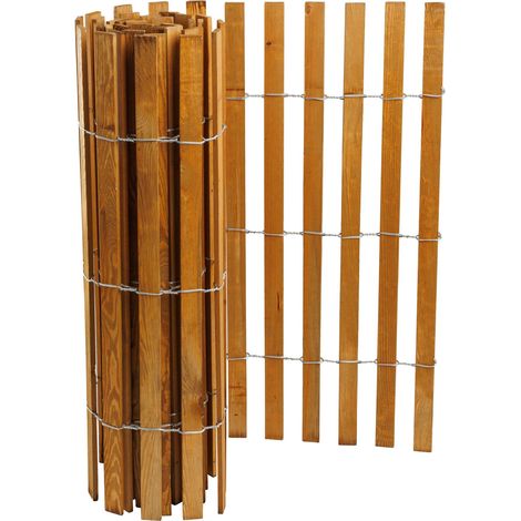 Cloture Ganivelle Bogateco Bois Brun Clair 100x300 cm Ecart 4-5 (1/5)