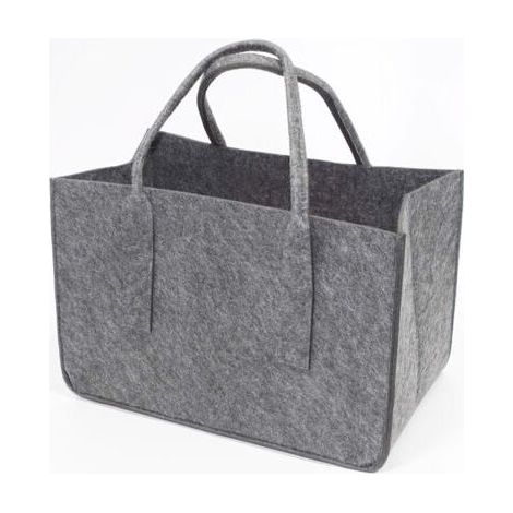 Sac de rangement en feutre, panier à bois de chauffage avec poignées, paniers de rangement en feutre, sacs ouverts multifonctionnels pliables et grands,Gris,50×25×25cm (1/4)