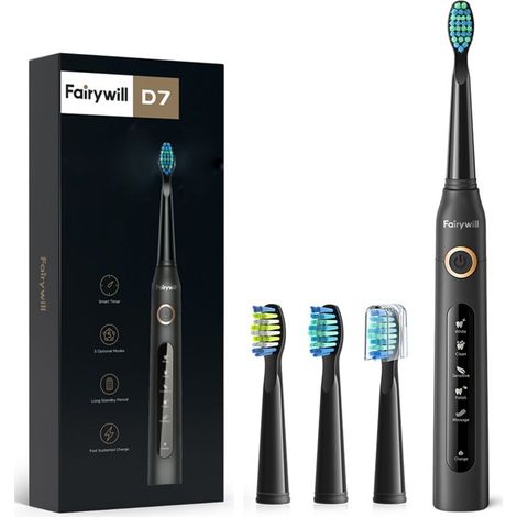 Brosse à dents électrique sonique Fairywill, 5 modes de nettoyage, chargement USB.