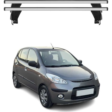 OMAC Dachträger Querträger Alu für Hyundai i10 I 2008-2013 – Abschließbar – T-Nut – City-Crash-getestet – Max. 50 kg Silber (1/5)