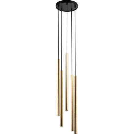 Suspension noire tubes dorés Sopel Lux 5xG9 Sigma Ø20 (1/3)