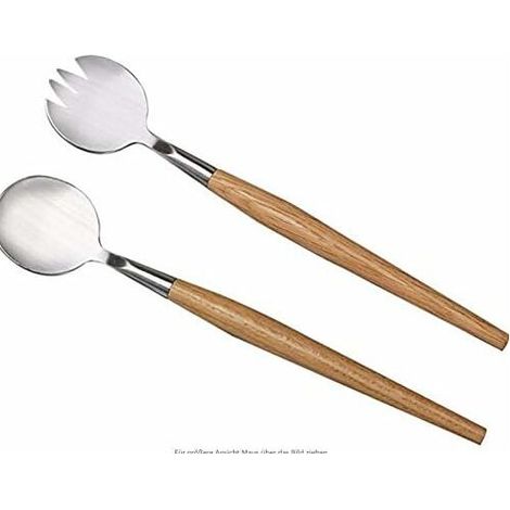 royaluxe - Ensemble cuillère et fourchette à salade en acier inoxydable avec manche en bois écologique et manche en bois (1/5)