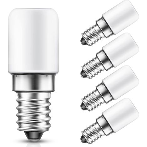 Ampoule Frigo, Lampe E14 LED pour Refrigerateur 1.5W, Équivalent 15W Incandescent, Blanc Froid 6000K, 135LM, Non Dimmable, Petit Ampoule LED E14 pour Hotte Cuisin, Frigo, Lampe de Sel,220v, Lot de 4 (1/5)