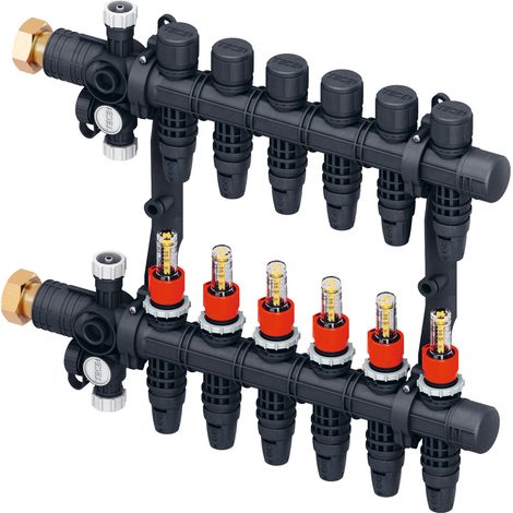 TECEfloor Komfort Heizkreisverteiler mit Durchflussanzeige, Typ TECElogo-Push, 2 Heizkreise, 77311302 (1/3)