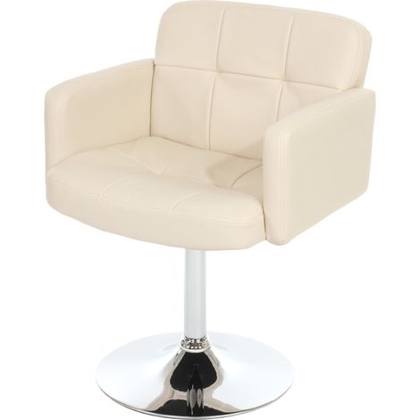 Design sedia Lounge Orlando M10 cromo ecopelle 55x60x80cm avorio