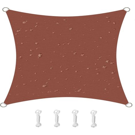 Vela de sombra cuadrada, impermeable, resistente al viento y a los rayos UV, ideal para patios, jardines y terrazas, 2x2 m, color rojo óxido. (1/5)
