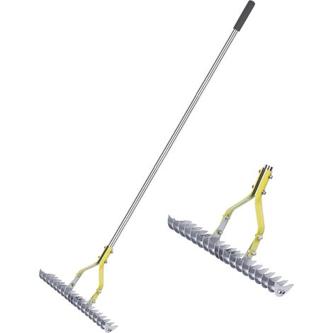 Râteau-scarificateur à gazon avec poignée réglable de 148 cm, pince robuste en acier au carbone, peigne polyvalent pour désherber et fertiliser (1/5)