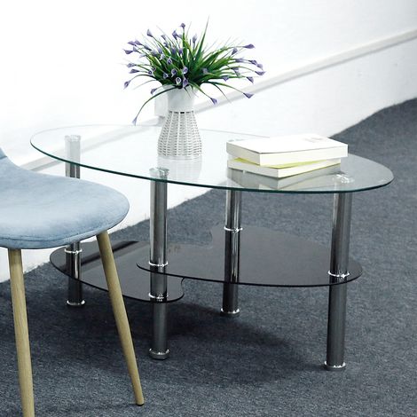 SiFree®Table basse de salon salle à manger design noir verre 905043cm (1/5)