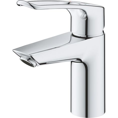 GROHE Einhand-Waschtischbatterie Eurosmart 239803, S-Size, offener Metall-Hebelgriff, Einlochmontage, Temperaturbegrenzer, glatter Körper mit Push-open Ablaufgarnitur, chrom (1/5)