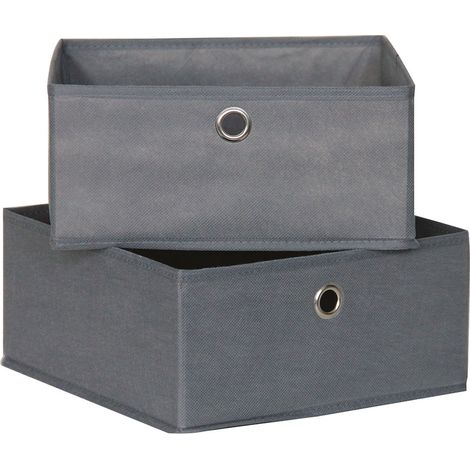 Lotto di 2 scatole portaoggetti 28x28x13 cm in tessuto non tessuto MONDEX