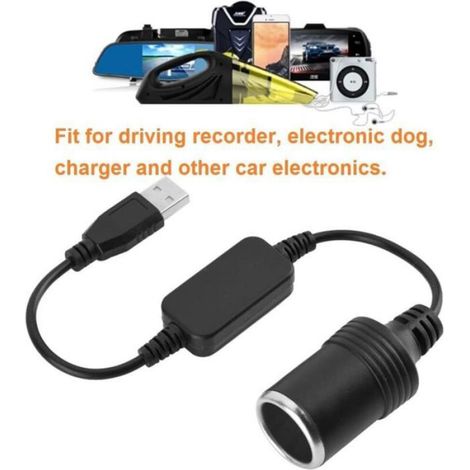 Convertisseur Usb Vers Allume-Cigare - 5 V 2 A Vers 12 V 8 W - Pour Dashcams Et Equipements Automobiles - 1 Piece (1/4)